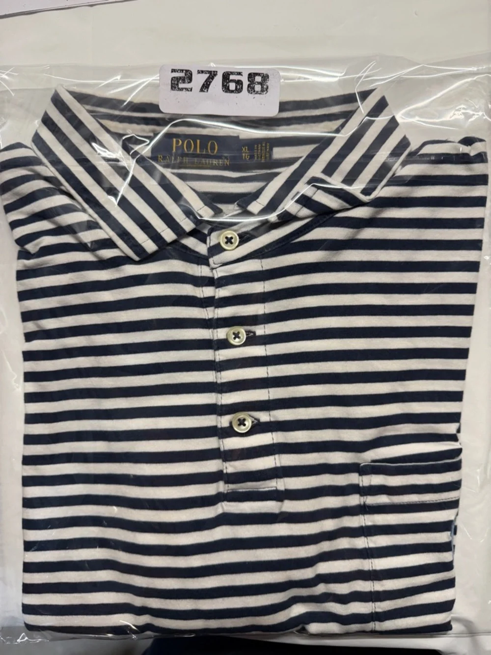 Ralph‎ Lauren Polo Striped Navy and White Cotton Polo Shirt